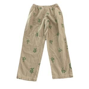 Urban Outfitters Corduroy Palm Tree Pants White Green Small